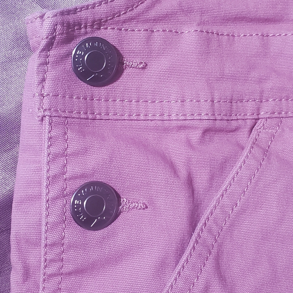 BLUE MOUNTAIN Women's Canvas Bib Shortall Overall Shorts Color Pink Solid - Picture 6 of 8